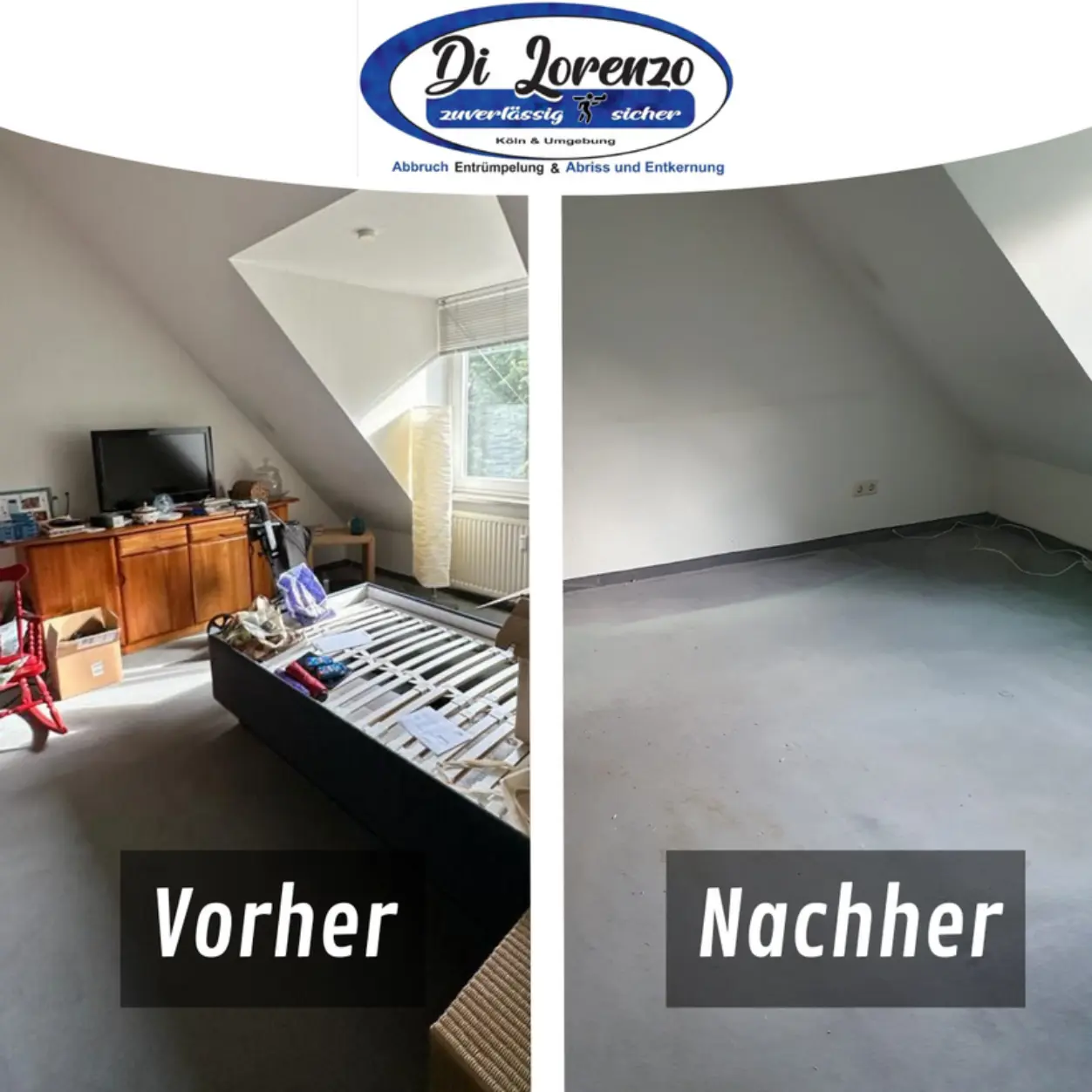 Entrümpelung, Abriss, Entkernung, Grundreinigung in Bergisch Gladbach Vorher & Nachher